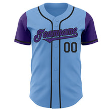 Laden Sie das Bild in den Galerie-Viewer, Custom Light Blue Purple-Black Authentic Two Tone Baseball Jersey