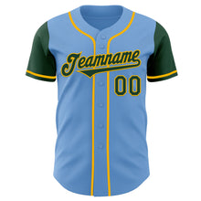 Laden Sie das Bild in den Galerie-Viewer, Custom Light Blue Green-Gold Authentic Two Tone Baseball Jersey