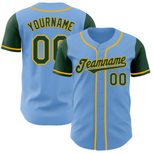 Laden Sie das Bild in den Galerie-Viewer, Custom Light Blue Green-Gold Authentic Two Tone Baseball Jersey