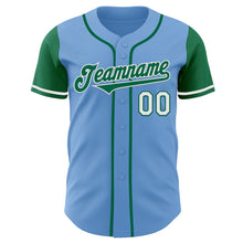 Laden Sie das Bild in den Galerie-Viewer, Custom Light Blue Kelly Green-White Authentic Two Tone Baseball Jersey