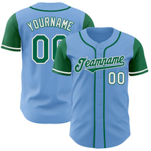 Laden Sie das Bild in den Galerie-Viewer, Custom Light Blue Kelly Green-White Authentic Two Tone Baseball Jersey