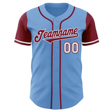 Laden Sie das Bild in den Galerie-Viewer, Custom Light Blue Crimson-White Authentic Two Tone Baseball Jersey