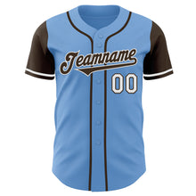 Laden Sie das Bild in den Galerie-Viewer, Custom Light Blue Brown-White Authentic Two Tone Baseball Jersey