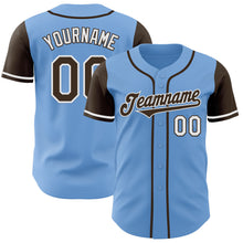Laden Sie das Bild in den Galerie-Viewer, Custom Light Blue Brown-White Authentic Two Tone Baseball Jersey