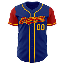 Load image into Gallery viewer, Custom Royal Red-Gold Authentic Two Tone Baseball Jersey