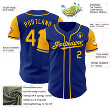 Load image into Gallery viewer, Custom Royal Gold Authentic Two Tone Baseball Jersey