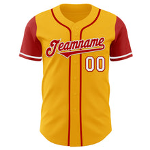 Laden Sie das Bild in den Galerie-Viewer, Custom Gold Red-White Authentic Two Tone Baseball Jersey