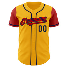 Laden Sie das Bild in den Galerie-Viewer, Custom Gold Red-Navy Authentic Two Tone Baseball Jersey