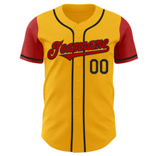 Laden Sie das Bild in den Galerie-Viewer, Custom Gold Red-Black Authentic Two Tone Baseball Jersey