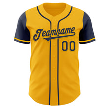Laden Sie das Bild in den Galerie-Viewer, Custom Gold Navy Authentic Two Tone Baseball Jersey