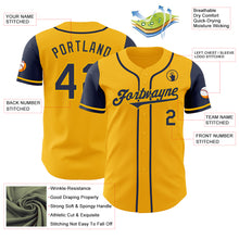 Laden Sie das Bild in den Galerie-Viewer, Custom Gold Navy Authentic Two Tone Baseball Jersey