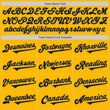 Laden Sie das Bild in den Galerie-Viewer, Custom Gold Navy Authentic Two Tone Baseball Jersey