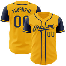 Laden Sie das Bild in den Galerie-Viewer, Custom Gold Navy Authentic Two Tone Baseball Jersey