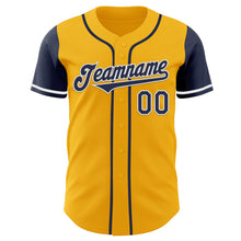 Laden Sie das Bild in den Galerie-Viewer, Custom Gold Navy-White Authentic Two Tone Baseball Jersey