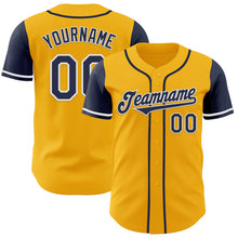 Laden Sie das Bild in den Galerie-Viewer, Custom Gold Navy-White Authentic Two Tone Baseball Jersey