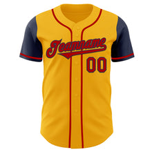 Laden Sie das Bild in den Galerie-Viewer, Custom Gold Red-Navy Authentic Two Tone Baseball Jersey