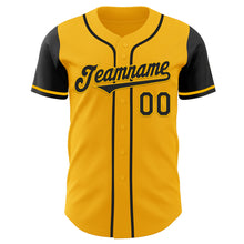 Laden Sie das Bild in den Galerie-Viewer, Custom Gold Black Authentic Two Tone Baseball Jersey