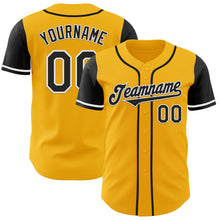 Laden Sie das Bild in den Galerie-Viewer, Custom Gold Black-White Authentic Two Tone Baseball Jersey