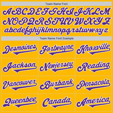 Laden Sie das Bild in den Galerie-Viewer, Custom Gold Purple-White Authentic Two Tone Baseball Jersey