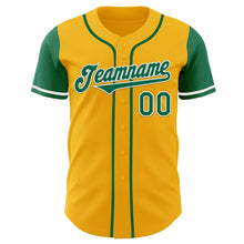 Laden Sie das Bild in den Galerie-Viewer, Custom Gold Kelly Green-White Authentic Two Tone Baseball Jersey