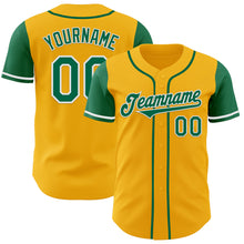 Laden Sie das Bild in den Galerie-Viewer, Custom Gold Kelly Green-White Authentic Two Tone Baseball Jersey