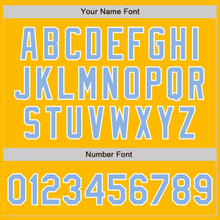 Laden Sie das Bild in den Galerie-Viewer, Custom Gold Light Blue-White Authentic Two Tone Baseball Jersey