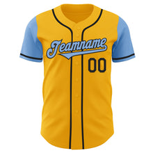 Laden Sie das Bild in den Galerie-Viewer, Custom Gold Light Blue-Black Authentic Two Tone Baseball Jersey
