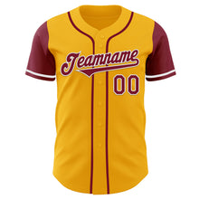 Laden Sie das Bild in den Galerie-Viewer, Custom Gold Crimson-White Authentic Two Tone Baseball Jersey