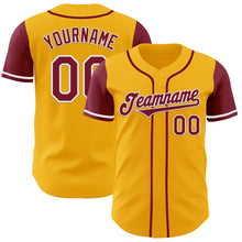 Laden Sie das Bild in den Galerie-Viewer, Custom Gold Crimson-White Authentic Two Tone Baseball Jersey