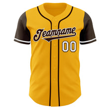 Laden Sie das Bild in den Galerie-Viewer, Custom Gold Brown-White Authentic Two Tone Baseball Jersey