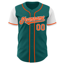 Laden Sie das Bild in den Galerie-Viewer, Custom Teal Orange-White Authentic Two Tone Baseball Jersey
