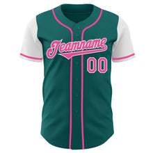 Laden Sie das Bild in den Galerie-Viewer, Custom Teal Pink-White Authentic Two Tone Baseball Jersey
