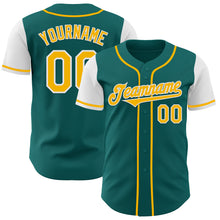 Laden Sie das Bild in den Galerie-Viewer, Custom Teal Gold-White Authentic Two Tone Baseball Jersey