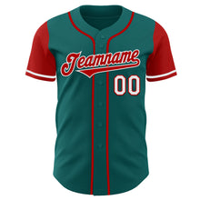 Laden Sie das Bild in den Galerie-Viewer, Custom Teal Red-White Authentic Two Tone Baseball Jersey