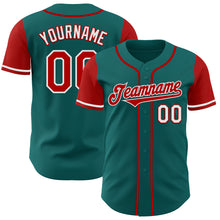 Laden Sie das Bild in den Galerie-Viewer, Custom Teal Red-White Authentic Two Tone Baseball Jersey