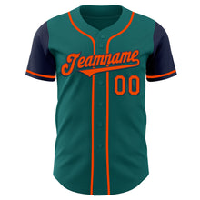 Laden Sie das Bild in den Galerie-Viewer, Custom Teal Orange-Navy Authentic Two Tone Baseball Jersey