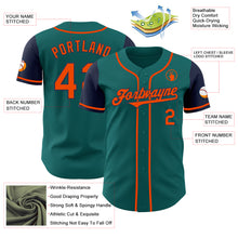 Laden Sie das Bild in den Galerie-Viewer, Custom Teal Orange-Navy Authentic Two Tone Baseball Jersey