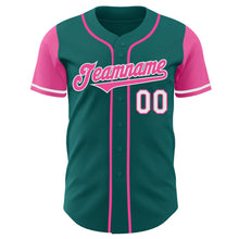 Laden Sie das Bild in den Galerie-Viewer, Custom Teal Pink-White Authentic Two Tone Baseball Jersey