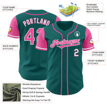 Laden Sie das Bild in den Galerie-Viewer, Custom Teal Pink-White Authentic Two Tone Baseball Jersey