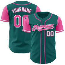 Laden Sie das Bild in den Galerie-Viewer, Custom Teal Pink-White Authentic Two Tone Baseball Jersey
