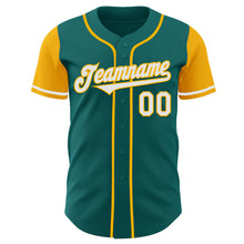 Laden Sie das Bild in den Galerie-Viewer, Custom Teal White-Gold Authentic Two Tone Baseball Jersey