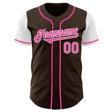 Загрузить изображение в средство просмотра галереи, Custom Brown Pink-White Authentic Two Tone Baseball Jersey