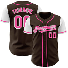 Загрузить изображение в средство просмотра галереи, Custom Brown Pink-White Authentic Two Tone Baseball Jersey