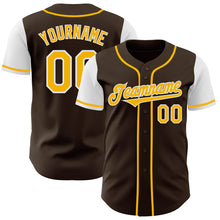 Laden Sie das Bild in den Galerie-Viewer, Custom Brown Gold-White Authentic Two Tone Baseball Jersey