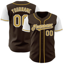Laden Sie das Bild in den Galerie-Viewer, Custom Brown Old Gold-White Authentic Two Tone Baseball Jersey