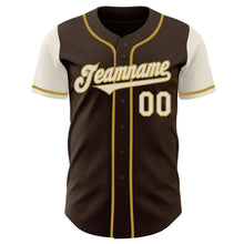 Загрузить изображение в средство просмотра галереи, Custom Brown Cream-Old Gold Authentic Two Tone Baseball Jersey