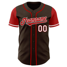 Загрузить изображение в средство просмотра галереи, Custom Brown Red-White Authentic Two Tone Baseball Jersey