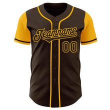 Laden Sie das Bild in den Galerie-Viewer, Custom Brown Gold Authentic Two Tone Baseball Jersey