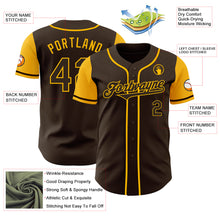 Laden Sie das Bild in den Galerie-Viewer, Custom Brown Gold Authentic Two Tone Baseball Jersey