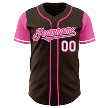 Laden Sie das Bild in den Galerie-Viewer, Custom Brown Pink-White Authentic Two Tone Baseball Jersey